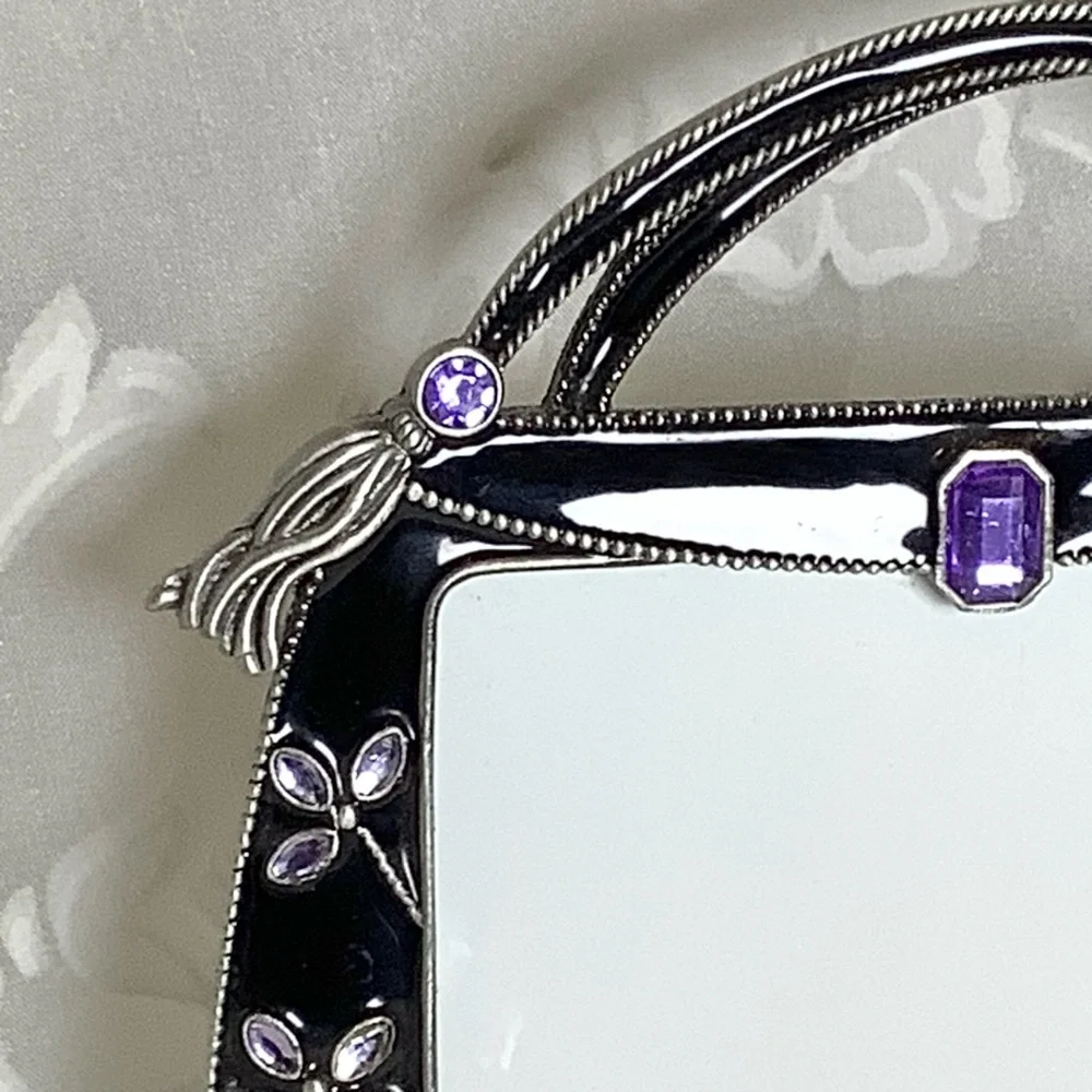 Black Enamel Purse Photo Frame  Sunflower Designs Faux Gem 3